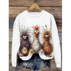 Women's Crew Neck Turkey Casual Spring/Fall Long Sleeve Sweatshirt