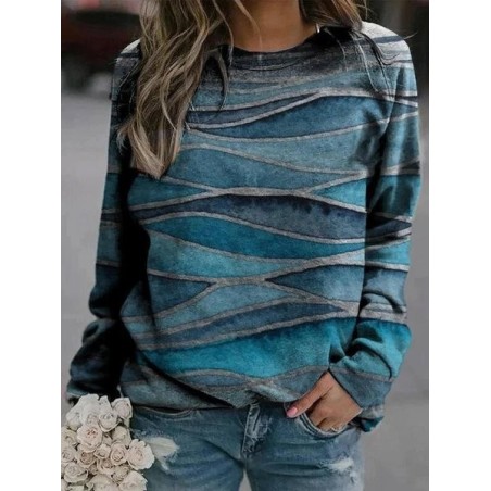 Women's Crew Neck Abstract Casual Spring/Fall Cotton Long Sleeve Sweatshirt