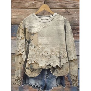 Women's Crew Neck Floral Casual Spring/Fall Long Sleeve Sweatshirt