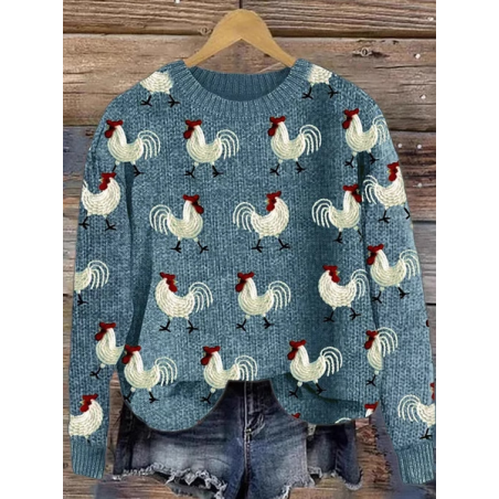 Women's Crew Neck Animal Casual Spring/Fall Long Sleeve Sweatshirt