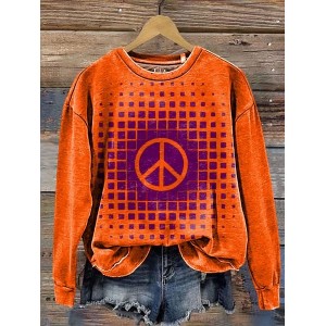 Women's Crew Neck Geometric Casual Spring/Fall Long Sleeve Sweatshirt