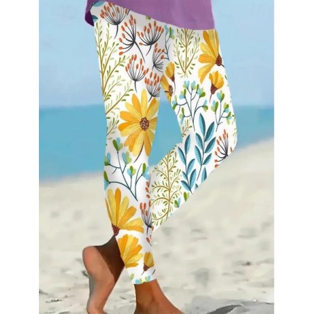 Women's Casual Floral Jersey All Season Long Leggings