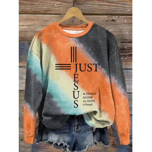 Women's Crew Neck Ombre Casual Spring/Fall Long Sleeve Sweatshirt