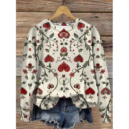 Women's Crew Neck Heart/Cordate Printing Casual Spring/Fall Long Sleeve Sweatshirt