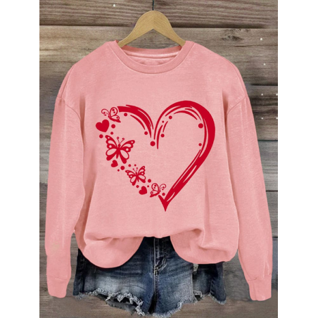 Women's Crew Neck Butterfly Printing Casual Spring/Fall Long Sleeve Sweatshirt