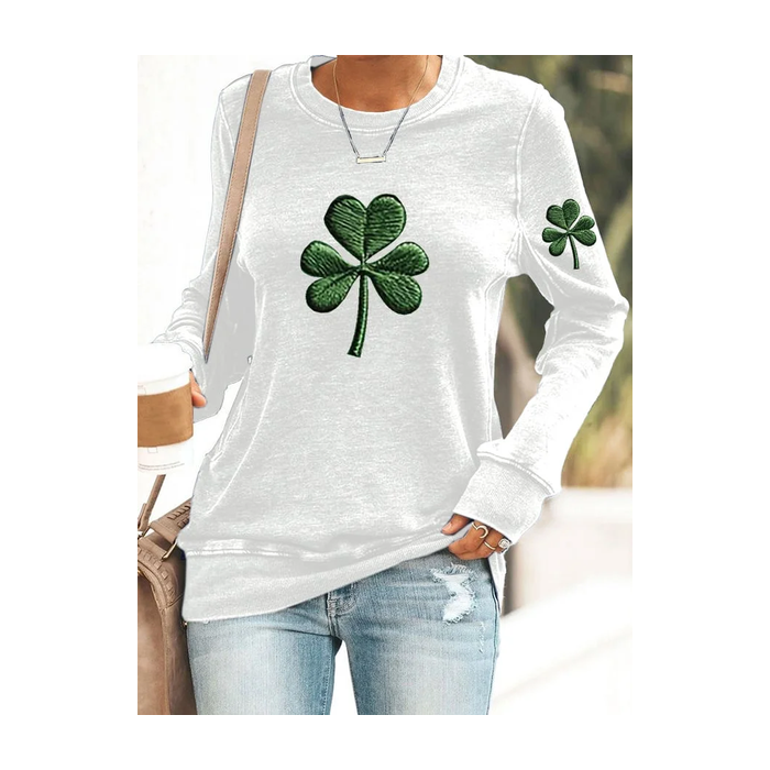 Women's Shamrock St. Patrick's Day Floral Casual Spring/Fall Long Sleeve Sweatshirt
