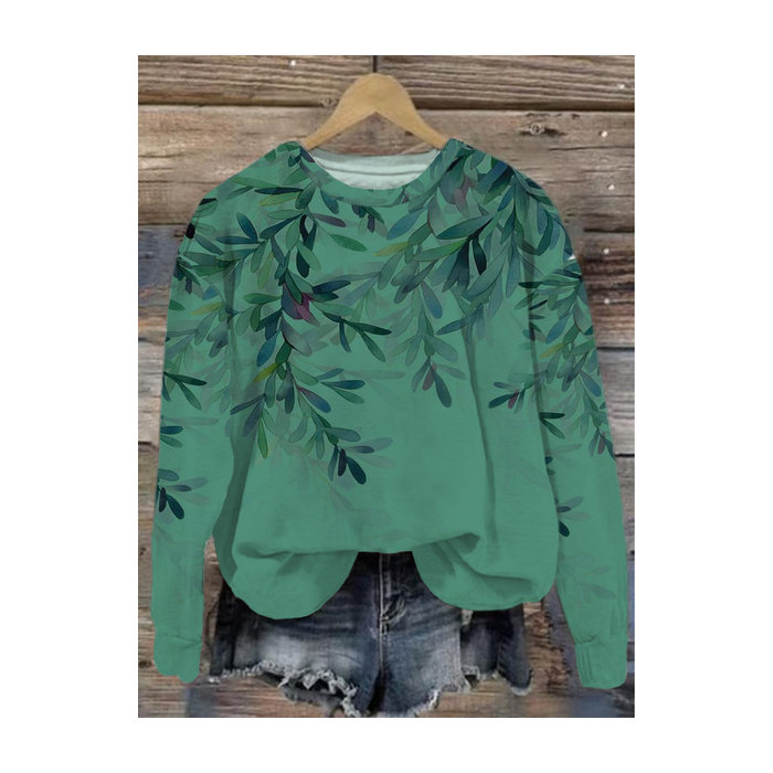 Women's Floral Crew Neck Plants Printing Casual Spring/Fall Long Sleeve Sweatshirt