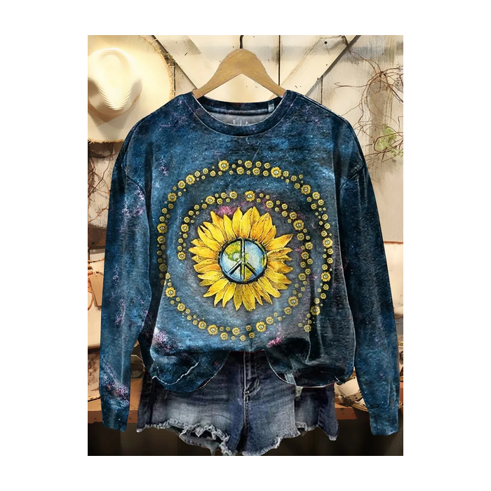 Women's Crew Neck Floral Printing Casual Spring/Fall Long Sleeve Sweatshirt