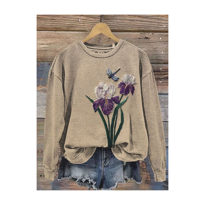 Women's Crew Neck Floral Printing Casual Spring/Fall Long Sleeve Sweatshirt