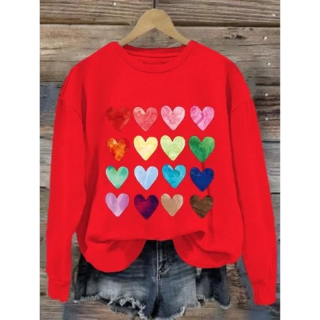 Women's Crew Neck Heart/Cordate Printing Casual Spring/Fall Long Sleeve Sweatshirt