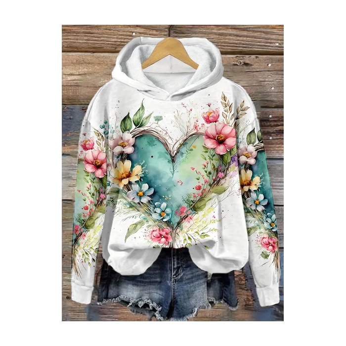 Women's Floral Spring/Fall Printing Long Sleeve Casual Daily Hoodie