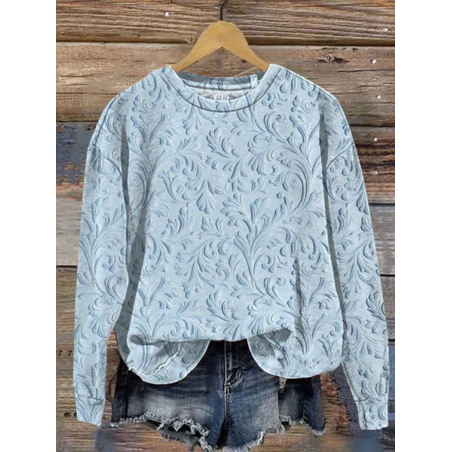 Women's Crew Neck Floral Printing Casual Spring/Fall Long Sleeve Sweatshirt