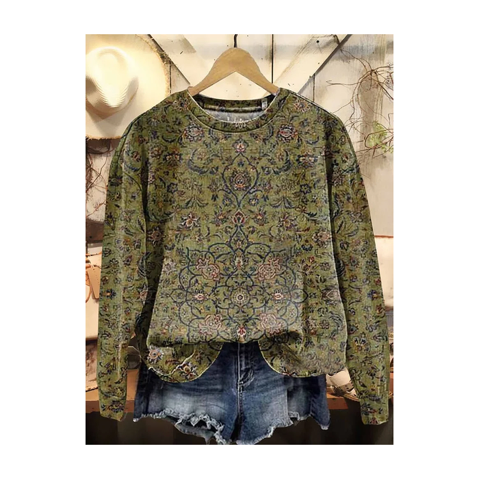 Women's Crew Neck Floral Printing Casual Spring/Fall Long Sleeve Sweatshirt