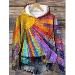 Women's Floral Spring/Fall Printing Long Sleeve Casual Daily Hoodie