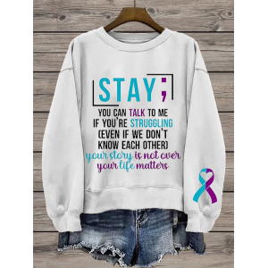 Women's Crew Neck Text Letters Printing Casual Spring/Fall Long Sleeve Sweatshirt