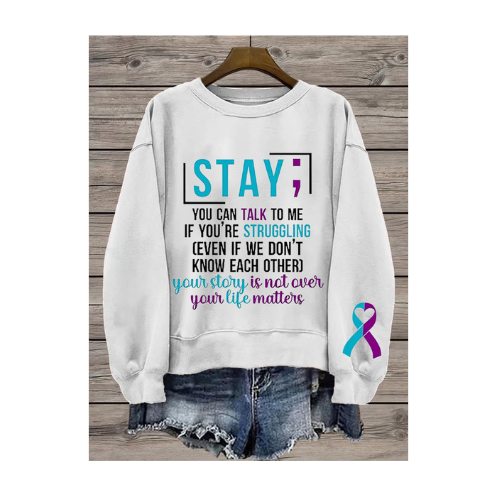 Women's Crew Neck Text Letters Printing Casual Spring/Fall Long Sleeve Sweatshirt