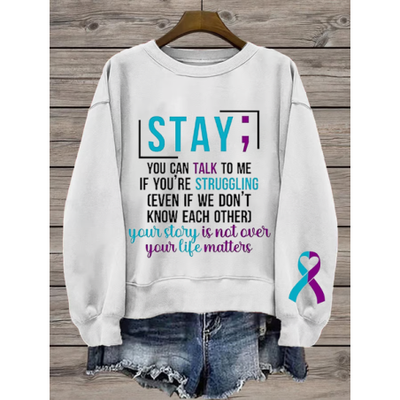 Women's Crew Neck Text Letters Printing Casual Spring/Fall Long Sleeve Sweatshirt