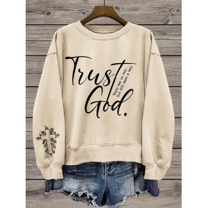 Women's Crew Neck Text Letters Printing Casual Spring/Fall Long Sleeve Sweatshirt