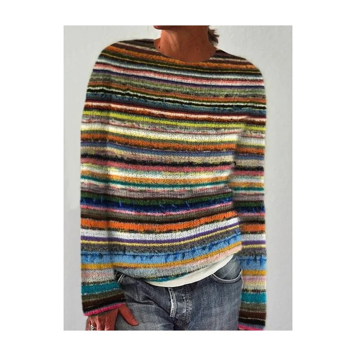 Women's Winter Maple Leaf Casual Long Sleeve Crew Neck Knitted Sweater