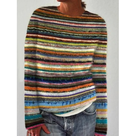 Women's Winter Maple Leaf Casual Long Sleeve Crew Neck Knitted Sweater