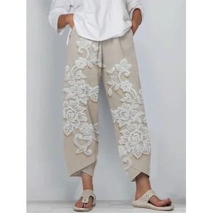 Women Floral Capris Pant Casual Summer Trousers