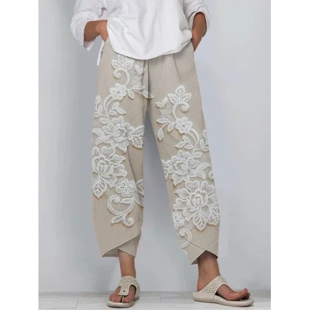 Women Floral Capris Pant Casual Summer Trousers