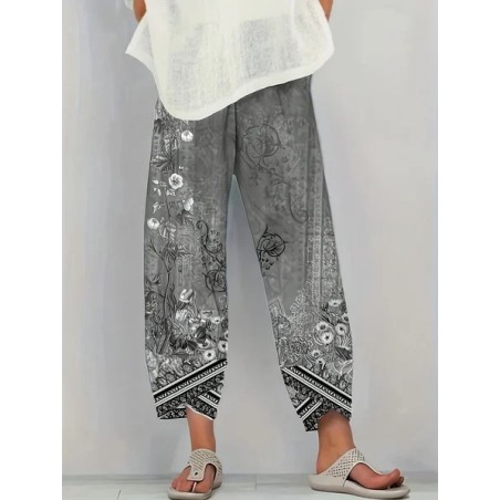 Women Floral Capris Pant Casual Summer Trousers