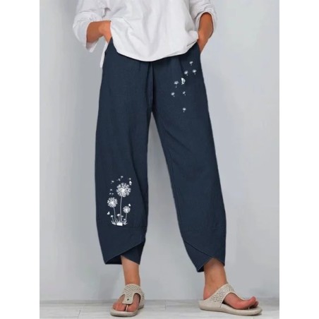 Women Floral Capris Pant Casual Summer Trousers