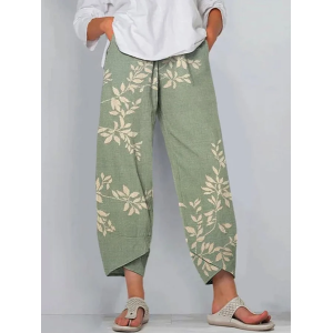 Women Floral Capris Pant Casual Summer Trousers