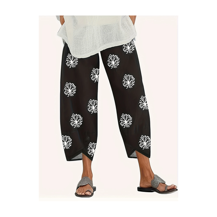 Women Floral Capris Pant Casual Summer Trousers