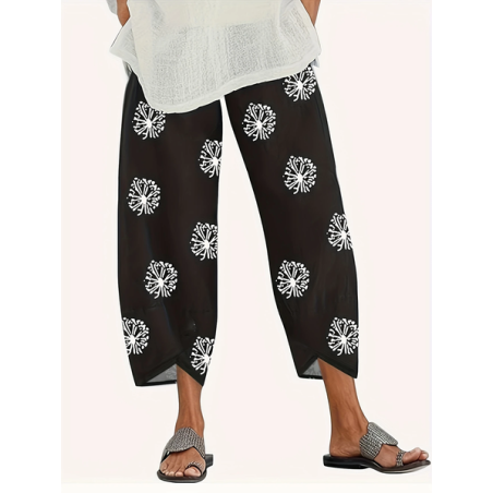 Women Floral Capris Pant Casual Summer Trousers