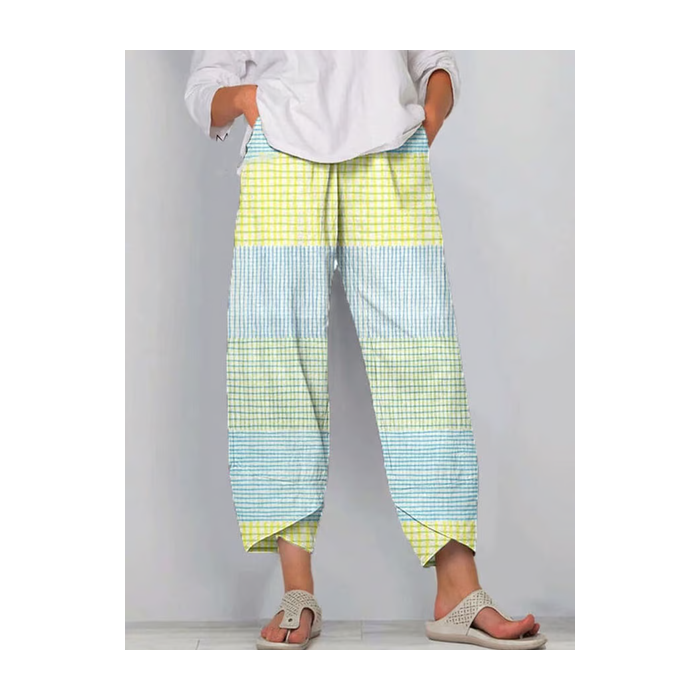 Women Striped Capris Pants Casual Summer Trousers