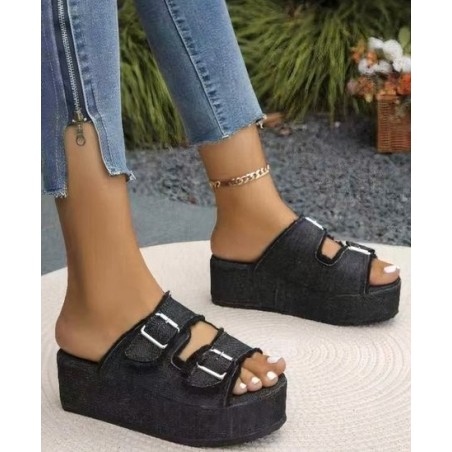 Fabric Casual Plain Summer Slide Sandals