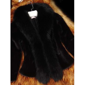 Women's Autumn Outerwear Urban Fluff/Granular Fleece Fabric Plain Long Sleeve Wrap Jacket