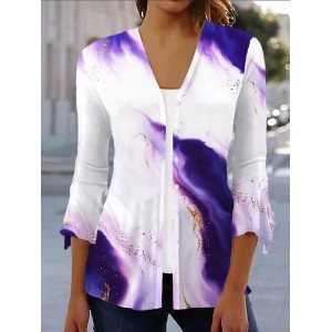 Women's Spring/Fall Outerwear Casual Abstract Jersey Shawl Jacket