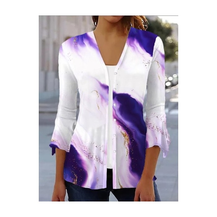 Women's Spring/Fall Outerwear Casual Abstract Jersey Shawl Jacket