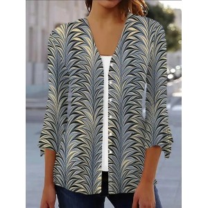 Women's Spring/Fall Outerwear Casual Abstract Jersey Shawl Jacket