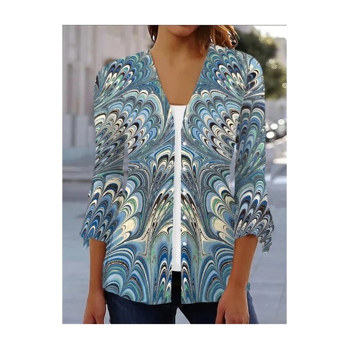 Women's Spring/Fall Outerwear Casual Geometric Jersey Shawl Jacket