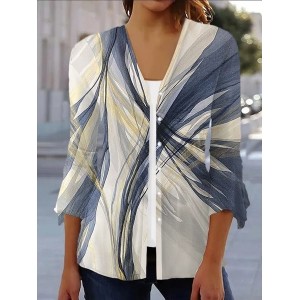 Women's Spring/Fall Outerwear Casual Geometric Jersey Shawl Jacket