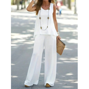 Women Plain Printing Two-Piece Set Daily Sleeveless Casual Summer Multi-Piece Set Matching Set