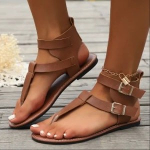 Summer Plain Pu Vacation Gladiator Sandals