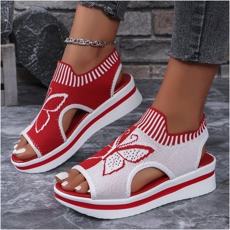Women's summer new leisure flying woven hollow mesh fish mouth beach women's sports style sandals