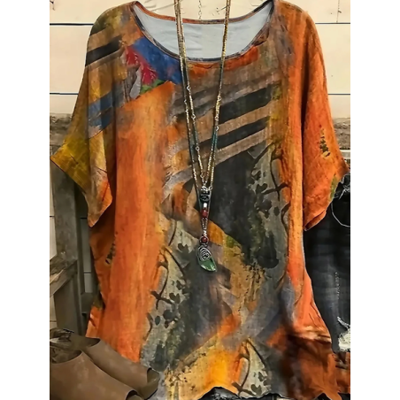 Women Abstract Short Sleeve Tee T-shirt Crew Neck Printing Casual Summer Graphic Tee Top