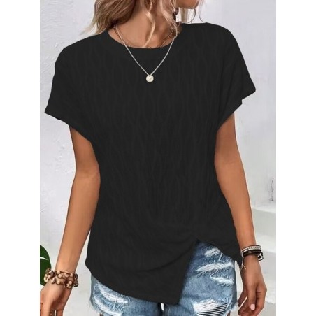 Women Geometric Short Sleeve Tee T-shirt Crew Neck Casual Summer Tunic Top