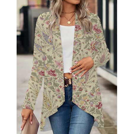 Women's Spring/Fall Cover-up Casual Floral Printing Lightweight Cardigan