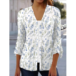 Women's Floral Spring/Fall Cover-up Casual Printing Lightweight Cardigan