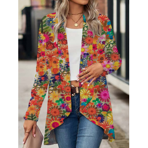Women's Floral Spring/Fall Cover-up Casual Printing Lightweight Cardigan
