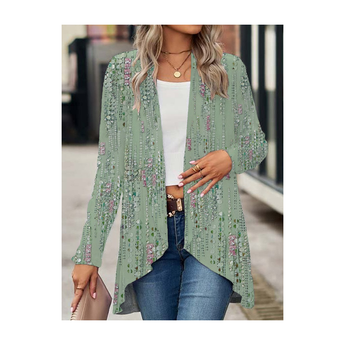 Women's Floral Spring/Fall Cover-up Casual Printing Lightweight Cardigan