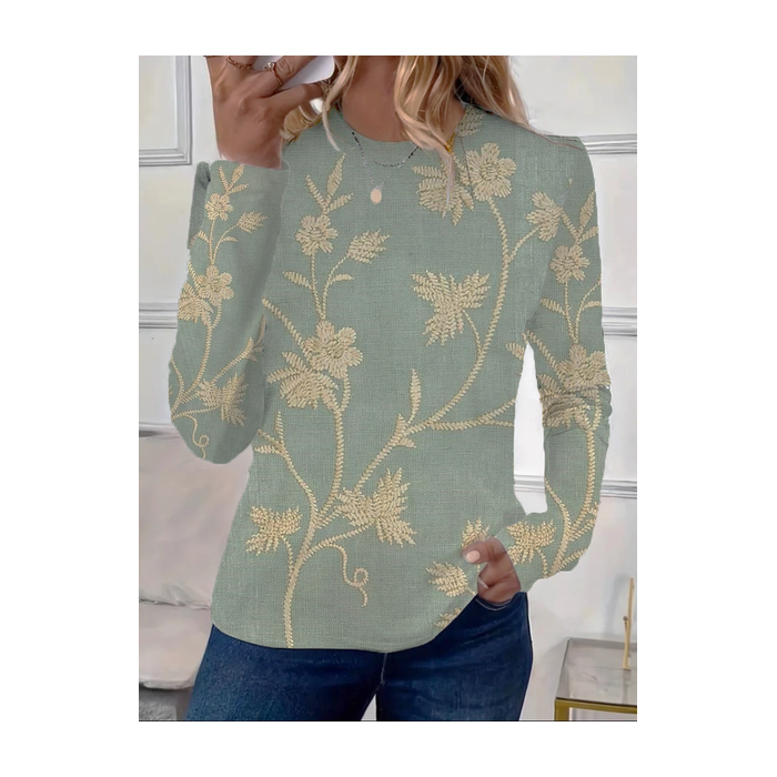 Women Floral Long Sleeve Tee T-shirt Crew Neck Printing Casual Spring/Fall Graphic Tee Top