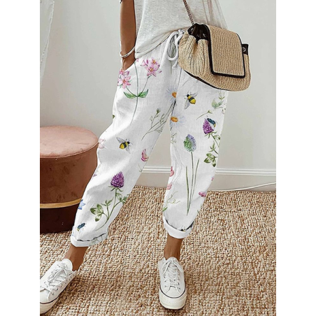 Women's Floral Ankle Pants Pant Casual Spring/Fall Trousers